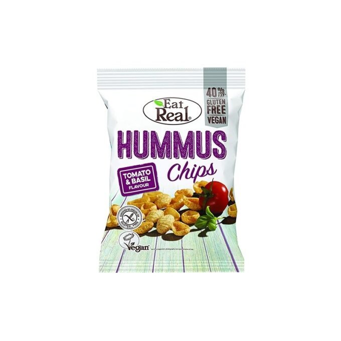 Eat Real Hummus Chips Tomato And Basil Flavour Gluten Free Vegan 40gm - Black Vanilla Gourmet