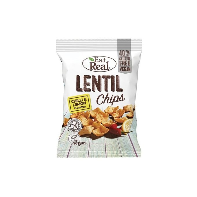 Eat Real Lentil Chips Chilli And Lemon Flavour Gluten Free Vegan 40gm - Black Vanilla Gourmet