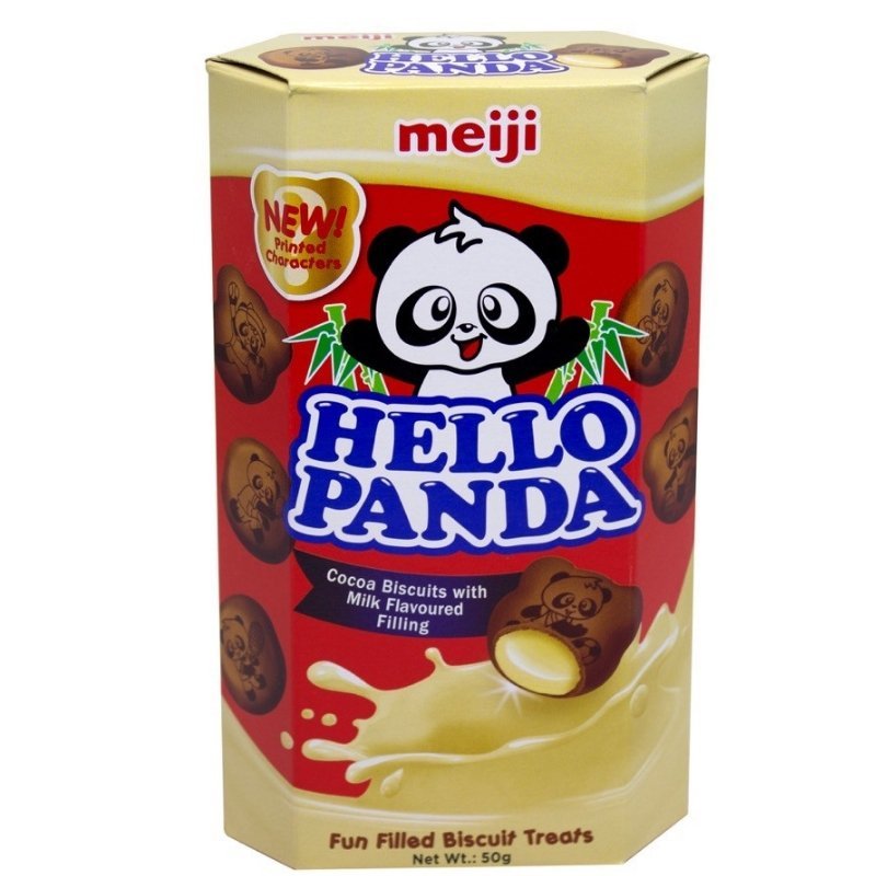Meiji Hello Panda Cocoa Biscuits With Milk Flavored Filling 50gm - Black Vanilla Gourmet
