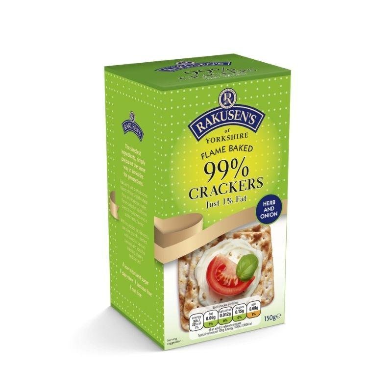 Rakusen's 99% Crackers: Herb & Onion 150gm - Black Vanilla Gourmet